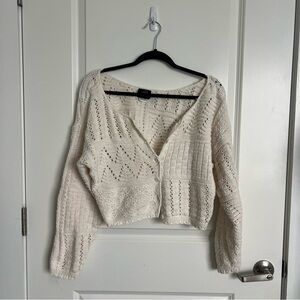 Vintage Cropped Cream Knit Sweater | M/L